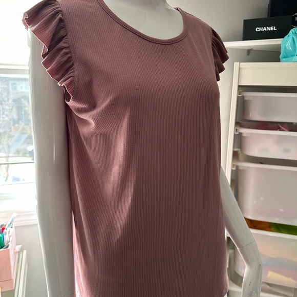 Stradivarius Brown Ruffled Sleeveless Blouse - Picture 5 of 6